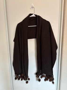 Rosanna Nichole Brown Cashmere Scarf With‎ Tassels Pure Cashmere